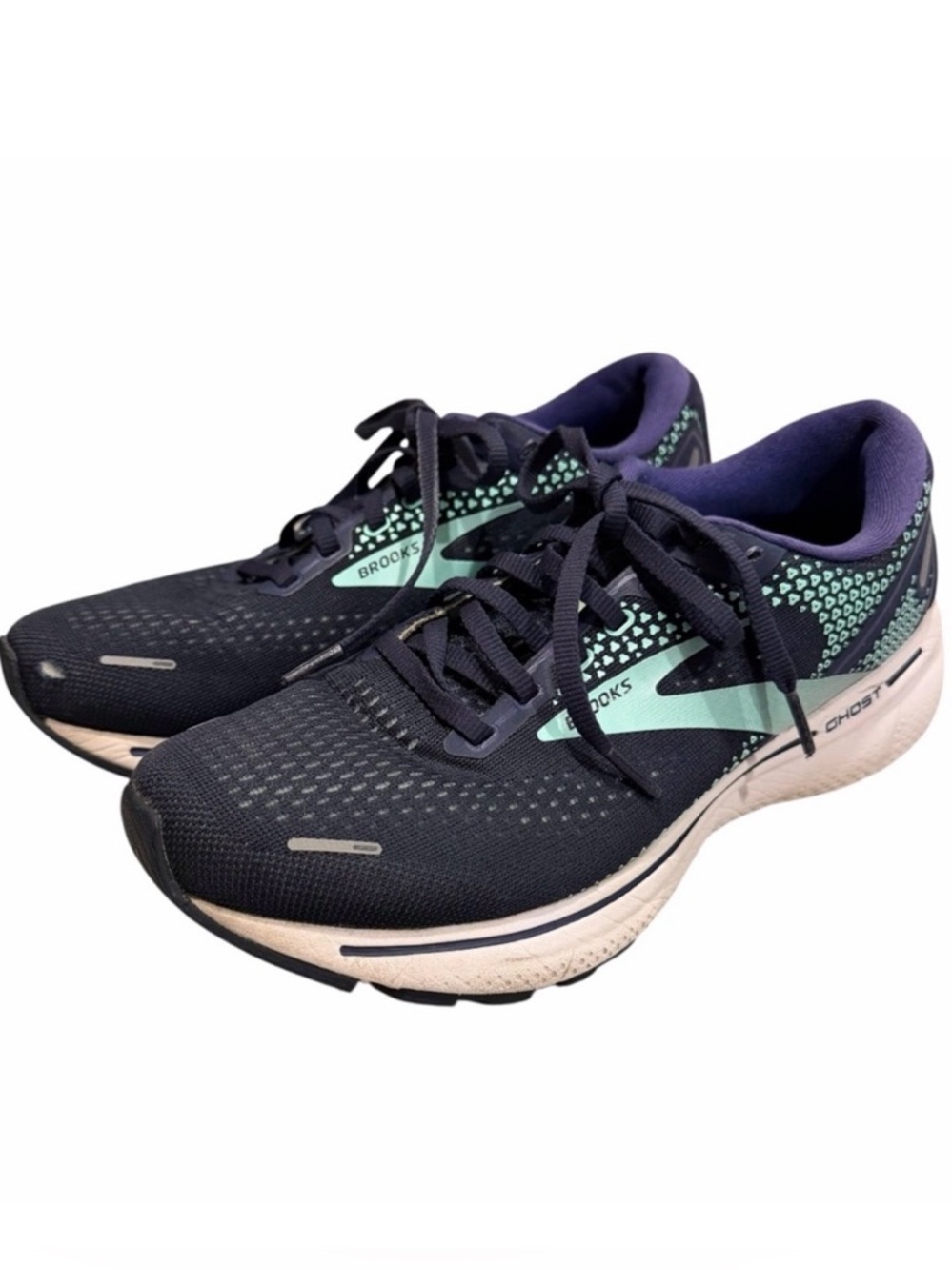 Brooks Ghost Neutral Running Shoes Womens 8.5 Medium Navy Teal Cushioned Trainer